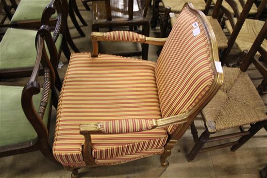 French  gilt wood open arm chair